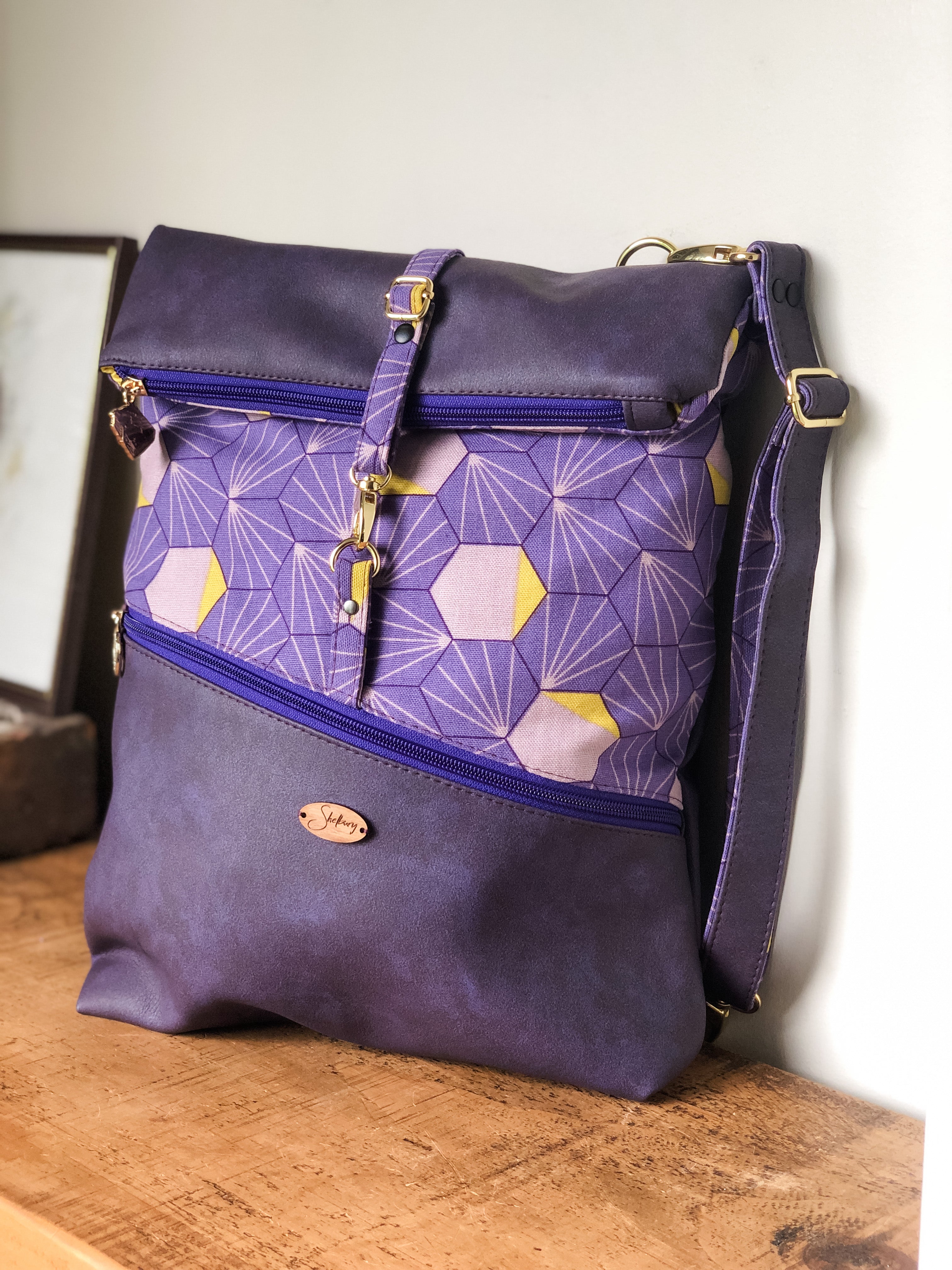 Retro Revival Purple Dream Ascent Backpack – 70s Geometric Chic - LIMITED EDITION