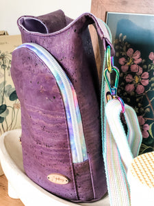 Women’s Cross Body Bottle Bag Cork and Faux Leather - MADE TO ORDER