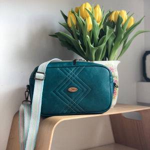 Quilted Teal Shoulder Boxy Crossbody Bag