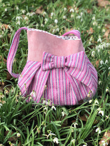 Shoulder Bag -  Harris Tweed Wool - Candy Floss Baby Pink, Purple and Teal Herringbone