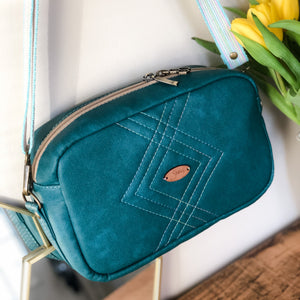 Quilted Teal Shoulder Boxy Crossbody Bag