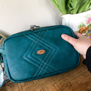 Quilted Teal Shoulder Boxy Crossbody Bag