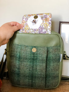 Handmade Handbags by Shelbury Meadow Foxtail Harris Tweed Cross body Bag with pocket detail